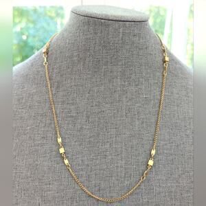 Vintage Celebrity NY Gold Tone Chain Square Cube Beaded Minimalist Necklace